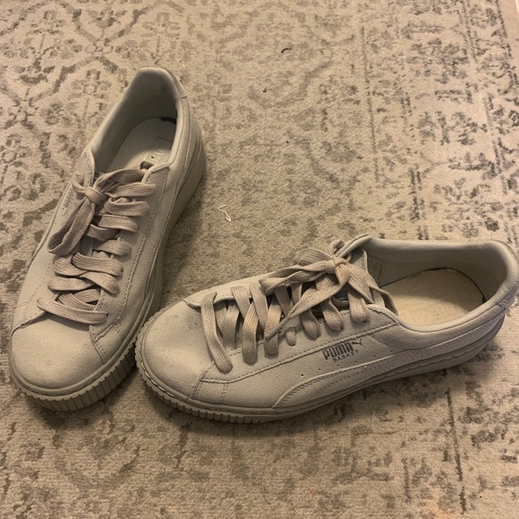 Puma suede grey platform sneakers - Picture 1 of 5